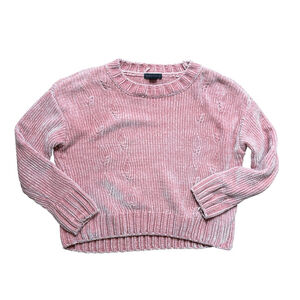 Sanctuary Womens Sweater Chenille Pink Cable Knit Oversized Sz XS